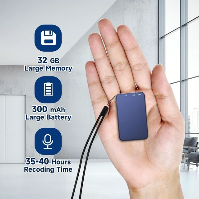 Alt view image 3 of 7 - MINI Voice Activated Recorder, V15-LuckyBlue-32GB Clear Recording | Metal Recording Device with 35Hrs Battey Time & 2159 Intelligent Noise Reduction, Ideal for Interview Meeting Class Lecture