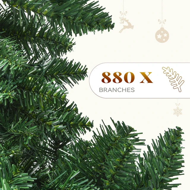 Alt view image 5 of 7 - Green Spruce Artificial Christmas Tree, 6ft Artificial Pine Tree with 880 Branch Tips and Metal Hinges, and Foldable Base for Home, Office, and Party Decorations