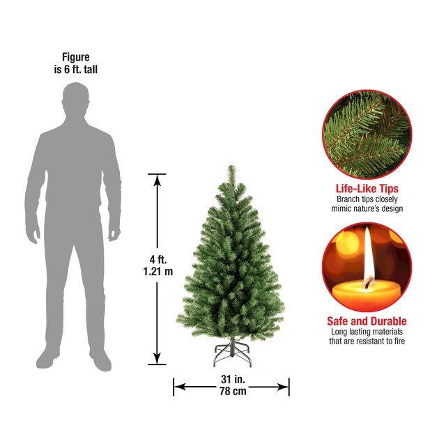 Alt view image 3 of 4 - 4ft Unlit North Valley Spruce Mini Christmas Tree | 307 Tips, Includes Stand, Artificial, Green