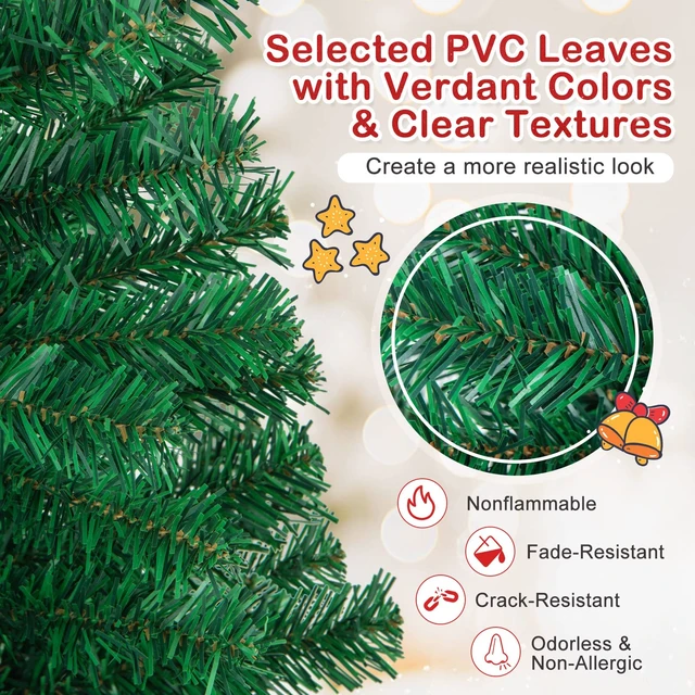 Alt view image 3 of 7 - 6FT Artificial Christmas Tree Xmas Pine Tree with Solid Metal Legs Perfect for Indoor and Outdoor Holiday Decoration