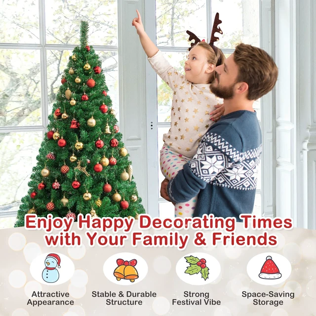 Alt view image 6 of 7 - 6FT Artificial Christmas Tree Xmas Pine Tree with Solid Metal Legs Perfect for Indoor and Outdoor Holiday Decoration