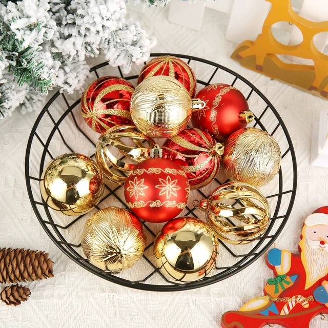 Alt view image 6 of 7 - Christmas Ball Ornaments, 30 pcs 2.36" Shatterproof Baubles Set Red and Gold for Xmas Tree Decorations, Hanging Ornaments for Wedding Party