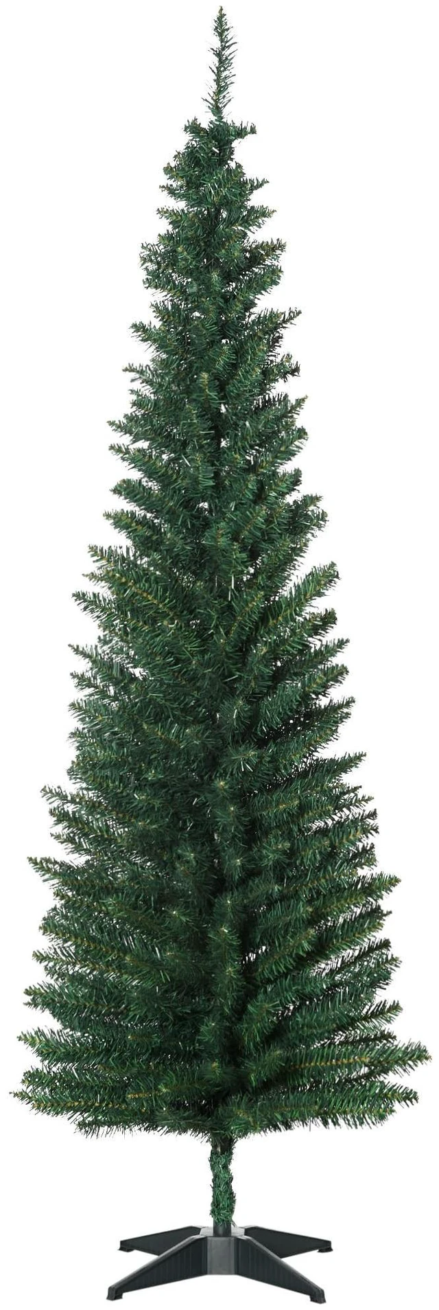 Main image of 6' Artificial Pencil Christmas Tree 390 Realistic Branch Tips Green | 499 Realistic Branch Tips, Slim Xmas Tree, Plastic Stand