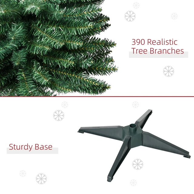 Alt view image 5 of 7 - 6' Artificial Pencil Christmas Tree 390 Realistic Branch Tips Green | 499 Realistic Branch Tips, Slim Xmas Tree, Plastic Stand