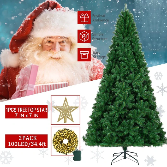 Alt view image 2 of 7 - 6ft Premium Artificial Holiday Christmas Tree w/ 1005 Branch Tips1pcs Tree top Star 200 Led Battery Operated String Lights,for Home Festival Celebration Perfect Choice for Xmas Decoration