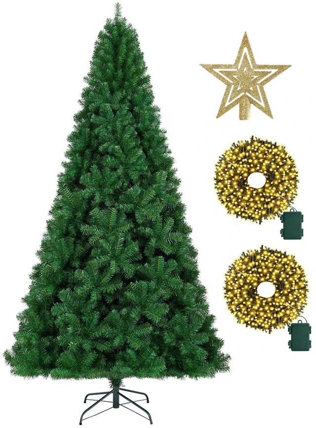 Main image of 6ft Premium Artificial Holiday Christmas Tree w/ 1005 Branch Tips1pcs Tree top Star 200 Led Battery Operated String Lights,for Home Festival Celebration Perfect Choice for Xmas Decoration