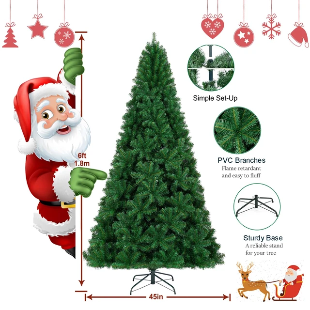 Alt view image 3 of 7 - 6ft Premium Artificial Holiday Christmas Tree w/ 1005 Branch Tips1pcs Tree top Star 200 Led Battery Operated String Lights,for Home Festival Celebration Perfect Choice for Xmas Decoration