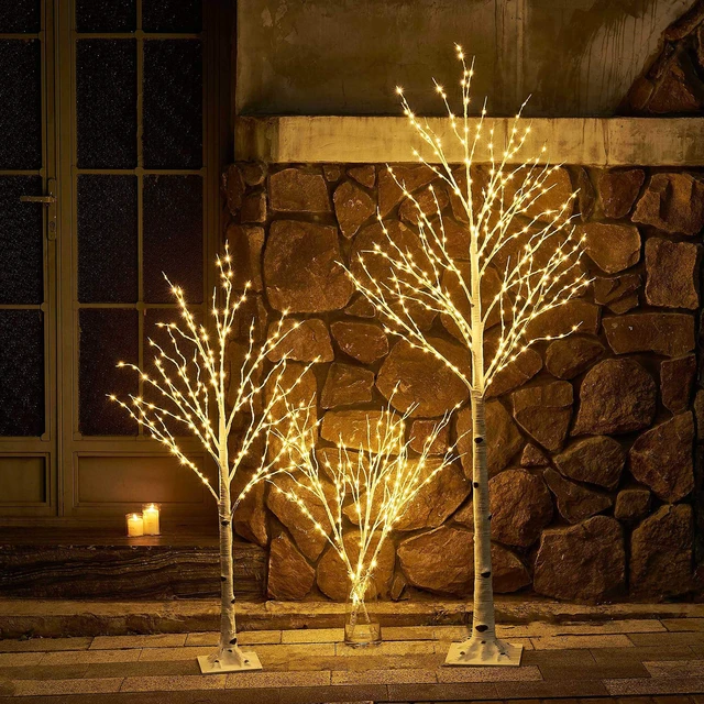 Alt view image 5 of 6 - Lighted Birch Twig Tree with Fairy Lights 4FT 200 LED Lights for Indoor Outdoor Home Christmas Holiday Decoration