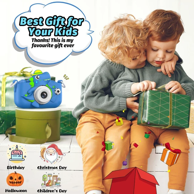Alt view image 2 of 7 - Dinosaur Kids Camera for Boys Girls, Toddler Digital Selfie Camera with Cute Protective Cover and SD Card, Christmas Birthday Gifts Toys for 3 4 5 6 7 8 9 10 11 12 Years Old Little Girls and Boys