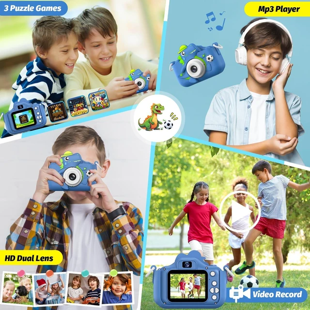 Alt view image 5 of 7 - Dinosaur Kids Camera for Boys Girls, Toddler Digital Selfie Camera with Cute Protective Cover and SD Card, Christmas Birthday Gifts Toys for 3 4 5 6 7 8 9 10 11 12 Years Old Little Girls and Boys