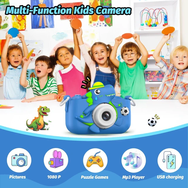 Alt view image 3 of 7 - Dinosaur Kids Camera for Boys Girls, Toddler Digital Selfie Camera with Cute Protective Cover and SD Card, Christmas Birthday Gifts Toys for 3 4 5 6 7 8 9 10 11 12 Years Old Little Girls and Boys