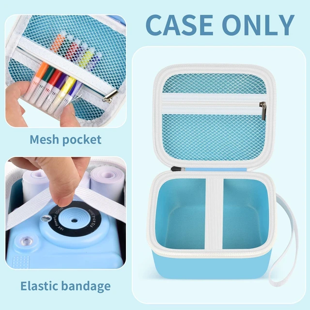 Alt view image 3 of 7 - Kids Camera Case for Dylanto for ESOXOFFORE for Cimizi | Hard Shell Protection,with 3 Paper Rolls,for Gofunly,for HOOMOON,for GREENKINDER,for DUDUDRAGON,for HiMont,for ANBURI Blue
