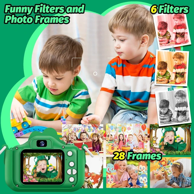 Alt view image 6 of 7 - Dinosaur Kids Camera for Boys Girls, Toddler Digital Selfie Camera with Cute Protective Cover and SD Card, Christmas Birthday Gifts Toys for 3 4 5 6 7 8 9 10 11 12 Years Old Little Girls and Boys