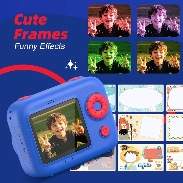 Alt view image 5 of 7 - Kids Instant Print Camera with 5 Rolls Print Paper, 1080P HD Camera, Rechargeable Portable Toddler Selfie Camera, Christmas Birthday Gifts Toys for Boys Girls Age 3-12 (Red & Blue)