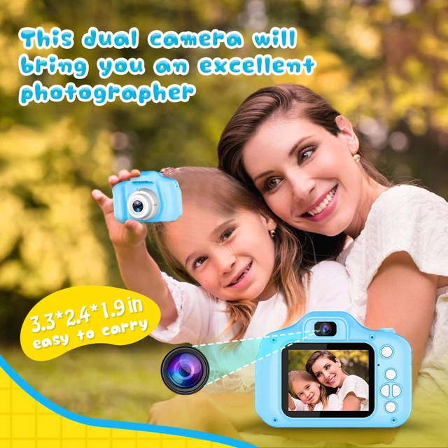 Alt view image 3 of 7 - Upgraded Kids Selfie Camera, HD Digital Video Camera for Kids-Blue | Christmas Birthday Gifts for Boys Age 3-9, Toddler Camera with Dual Lens, SD Card, Lanyard, Shockproof, Portable Creative Toy