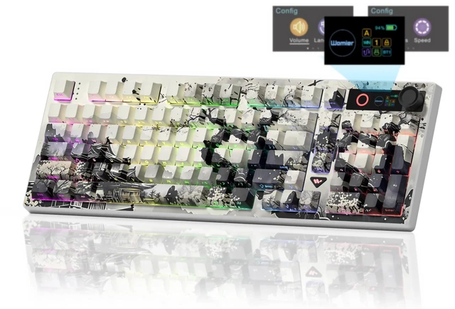 Main image of Wireless Mechanical Keyboard with Number Pad, Thocky Keyboard-L98 | Bluetooth/2.4GHz/USB-C Connectivity, Retro Custom Gaming Keyboard, TFT Screen, RGB Hot Swap Linear Switches, PBT Keycaps