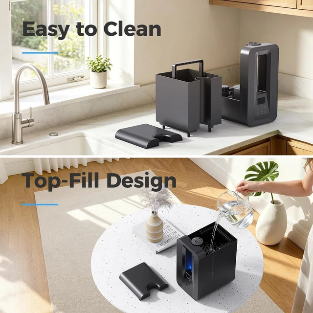 Alt view image 7 of 7 - 5L Humidifiers for Bedroom Large Room Cool Mist Smart Humidistat | 50H Runtime Ultrasonic, 25dB Quiet, 24H Timer, Top Fill, 7-Color Light, Essential Oil Tray, Humidifier for Home Plants Baby