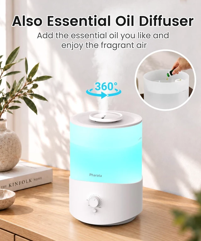 Alt view image 3 of 7 - Humidifiers for Bedroom Large Room, 2.5L Cool Mist Humidifier with Essential Oil Diffuser, Top Fill Humidifier for Baby, Home, Plant, Ultrasonic Humidification for whole house, Auto Shut-Off
