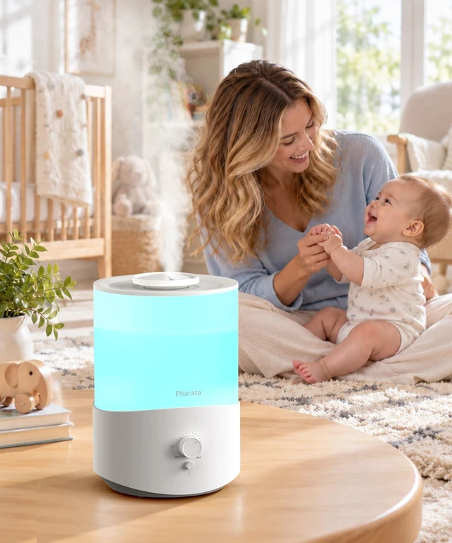 Alt view image 6 of 7 - Humidifiers for Bedroom Large Room, 2.5L Cool Mist Humidifier with Essential Oil Diffuser, Top Fill Humidifier for Baby, Home, Plant, Ultrasonic Humidification for whole house, Auto Shut-Off