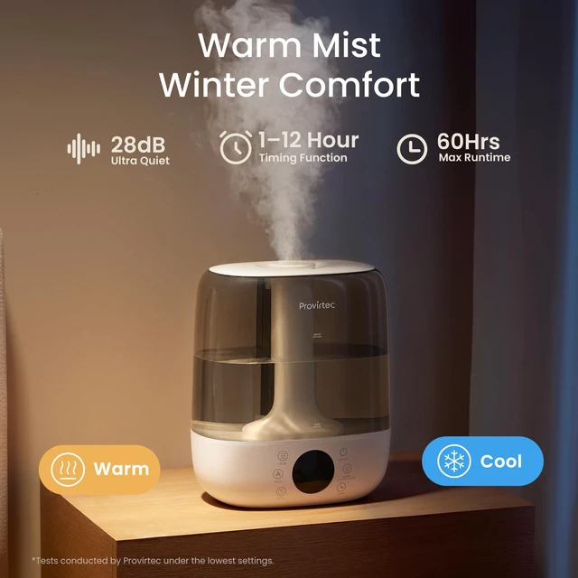Alt view image 4 of 7 - 6L Easy Clean Humidifier for Large Room, Warm & Cool Mist, Quiet | No-Leak Design, Top Fill, 60H Runtime, 28dB Ultrasonic, Auto Mode, Remote Control for Bedroom, Living Room, Home