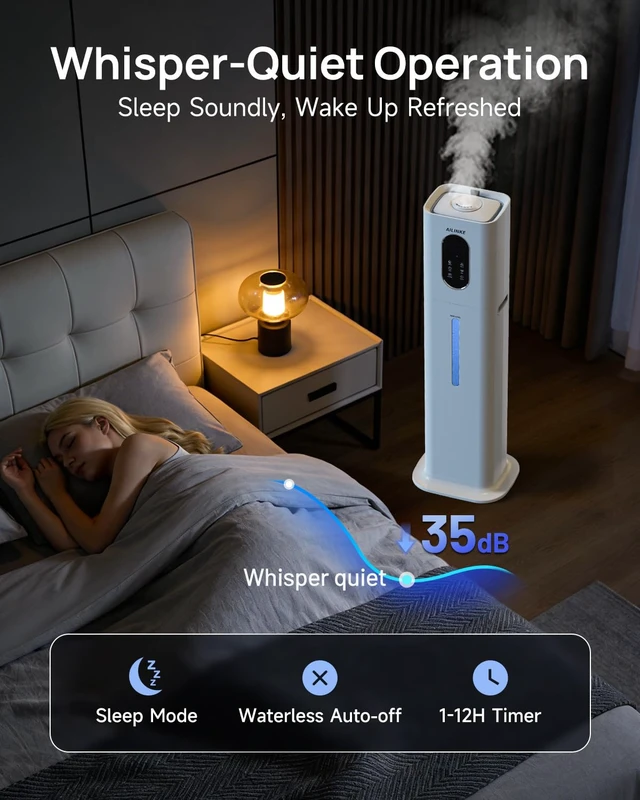 Alt view image 4 of 7 - Humidifiers for Bedroom 500 sq ft,2.1Gal/8L Dual Mist Humidifier Large Room | With Essential Oil Diffuser, Night Light,Top Fill,Quiet,For Home,Whole House,Office,Plants,Baby,Nursery,Kids,Adults,White