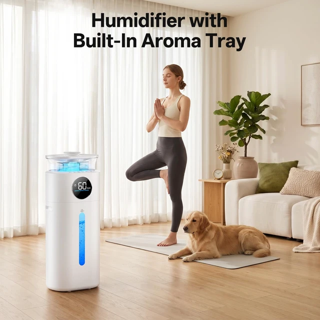 Alt view image 6 of 7 - 15L Humidifier for Large Room Bedroom, 400ml/h Cool Mist | Max 75H Runtime, Top-Fill Easy Clean, 40%-90% Humidity Control, 3 Mist Levels, 35dB Sleep Mode for Bedroom Office Plants