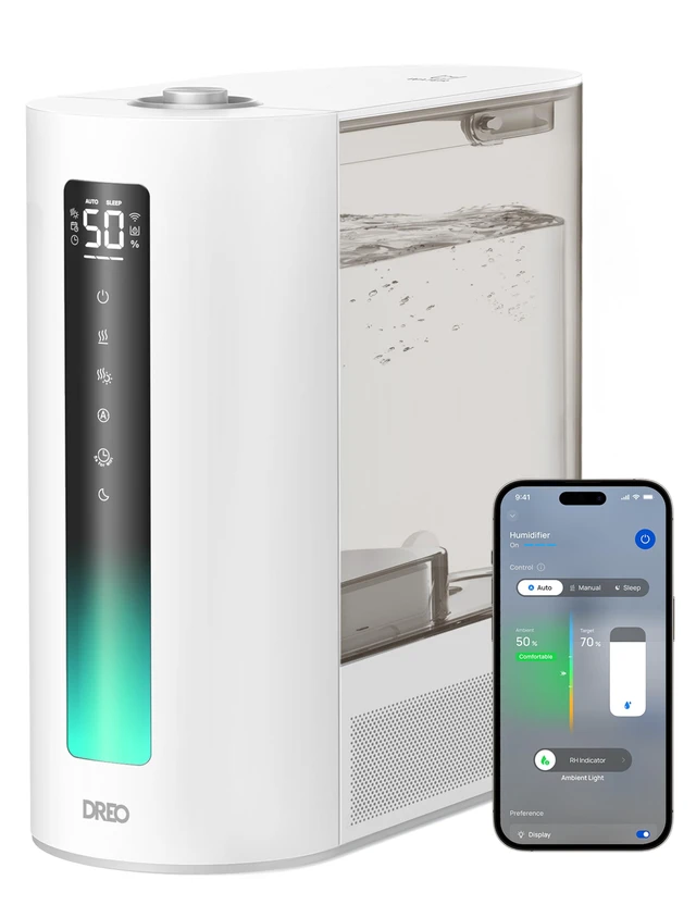 Main image of 6L Smart Humidifiers for Bedroom, Warm & Cool Mist for Large Room | 60-Hour Quiet Runtime, 500ML/H Output, Smart Humidity Sensor, Indicator Light, App Control, Works with Alexa & Google, White
