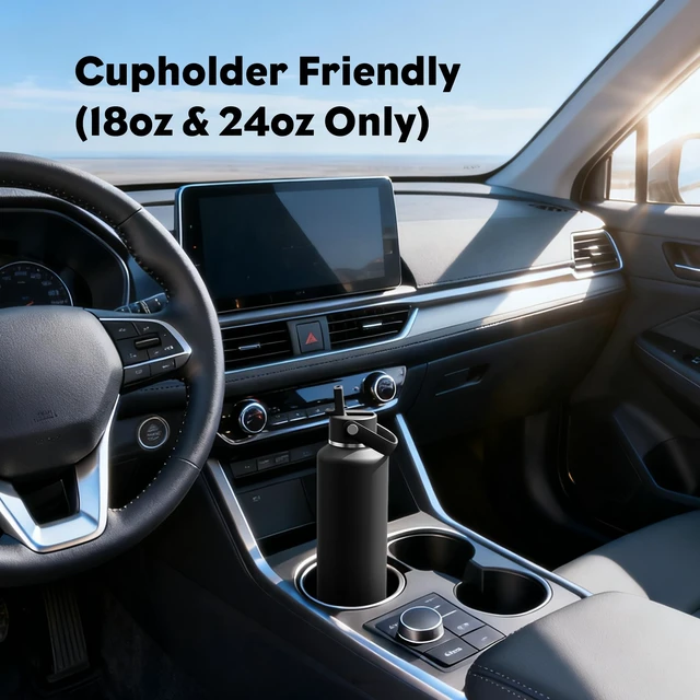 Alt view image 5 of 7 - 24 oz Slim Insulated Water Bottle with Straw: Leakproof, Keep Cold 24H, Cupholder Friendly, Top Handle, BPA-free, Stainless Steel Water Bottle for Sport, Travel, School, Gym (Midnight Black)