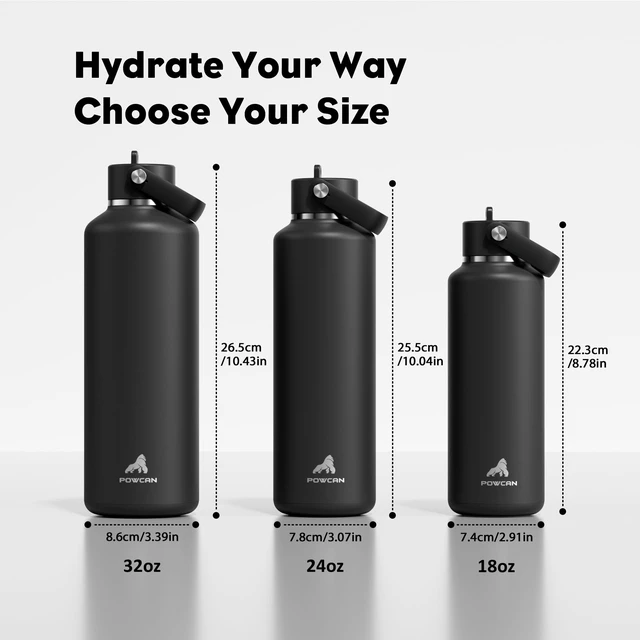 Alt view image 7 of 7 - 24 oz Slim Insulated Water Bottle with Straw: Leakproof, Keep Cold 24H, Cupholder Friendly, Top Handle, BPA-free, Stainless Steel Water Bottle for Sport, Travel, School, Gym (Midnight Black)
