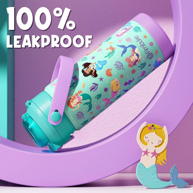 Alt view image 7 of 7 - 18oz Kids Insulated Water Bottle with 2-in-1 Straw & Spout Lid | Leak Proof 18/8 Stainless Steel Vacuum Tumbler with Pop-Open Lid, BPA-Free Kids Cup for Travel School Girl Boy Toddler 2 Pack