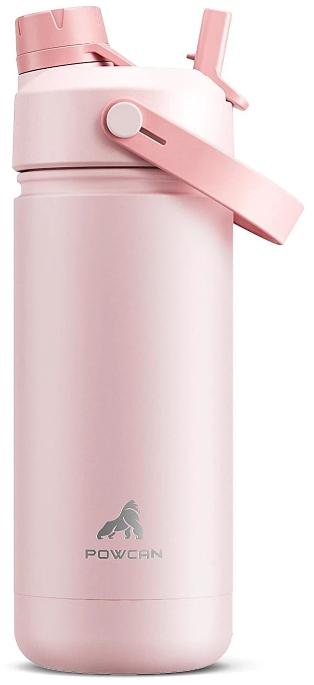 Main image of Kids Water Bottle for School: 2-in-1 Straw Spout Lid with Soft Animal Head, Leakproof, Backpack Friendly, Keep Cold 24H, Insulated cup for Sports, Playground, Holiday Gift, 18oz, (Cotton Candy)