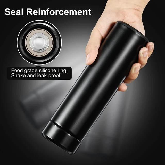 Alt view image 5 of 7 - Insulated Water Bottle, 15 oz Stainless Steel Water Bottle, Black | As a tea bottle or coffee bottle, this double-wall vacuum-insulated metal water bottle keeps drinks hot 12 hrs, cold 24 hrs.