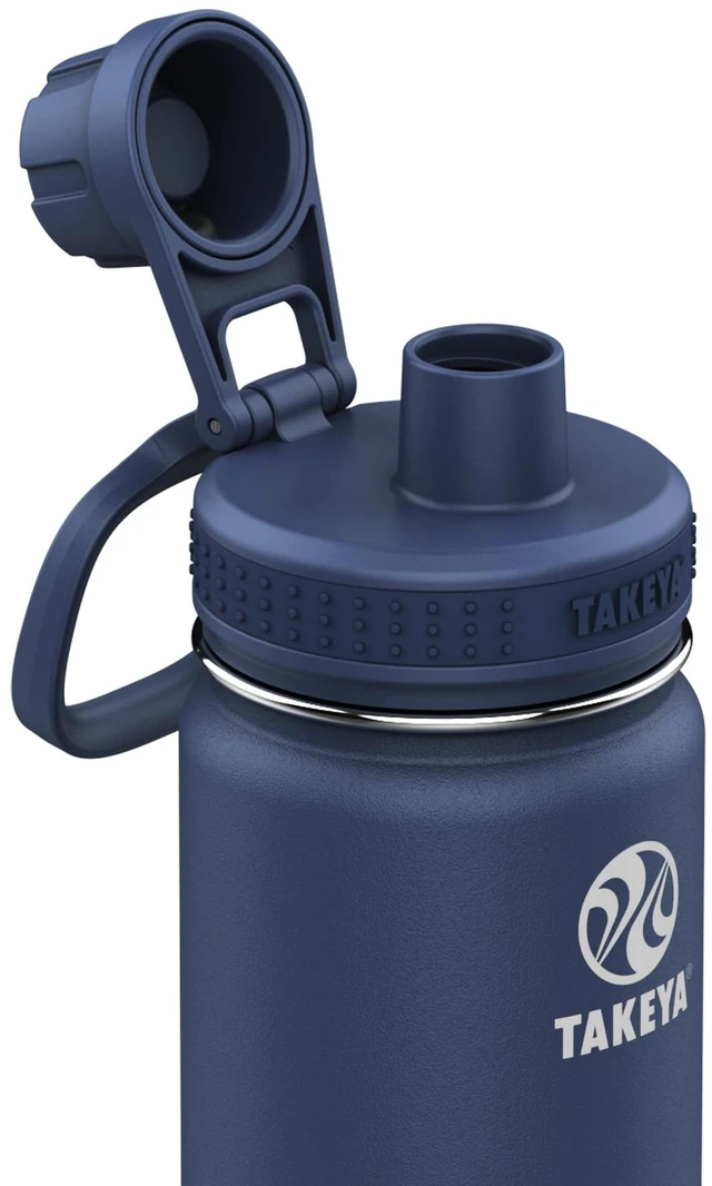Alt view image 2 of 5 - Actives Stainless Steel Water Bottle, Insulated Spout Lid, Keeps Drinks Cold 24 Hrs, Leakproof, Durable, Dishwasher Safe, Ideal for Gym, Travel, Fits Most Cup Holders, 18 oz/Midnight Blue