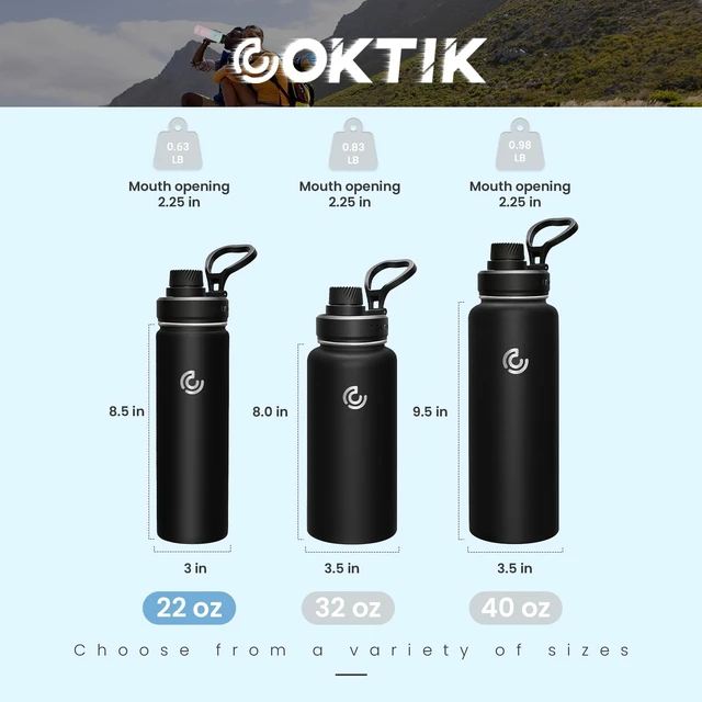 Alt view image 2 of 7 - Sports Water Bottle 22oz, Insulated Water Bottle with Handle,Stainless Steel,Simple Modern,Suitable for Travel, School, Boy, Girl(Black)