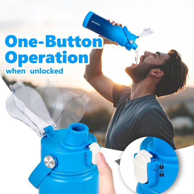 Alt view image 3 of 7 - Insulated Water Bottle with Lid & Boot & Stickers, 24 oz | Stainless Steel Sweat Free Bottle Keep Cold 24H, BPA-Free Sports Wide Mouth Water Bottle, BlueBlack