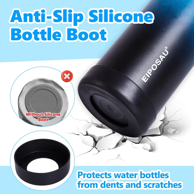 Alt view image 6 of 7 - Insulated Water Bottle with Lid & Boot & Stickers, 24 oz | Stainless Steel Sweat Free Bottle Keep Cold 24H, BPA-Free Sports Wide Mouth Water Bottle, BlueBlack