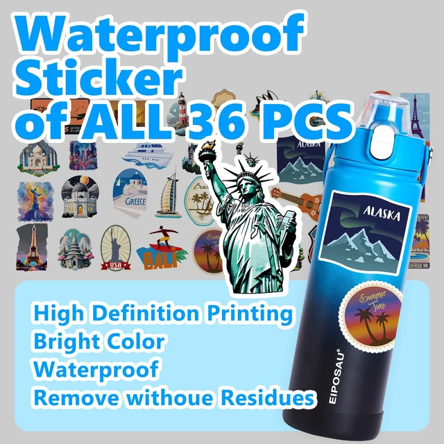 Alt view image 7 of 7 - Insulated Water Bottle with Lid & Boot & Stickers, 24 oz | Stainless Steel Sweat Free Bottle Keep Cold 24H, BPA-Free Sports Wide Mouth Water Bottle, BlueBlack