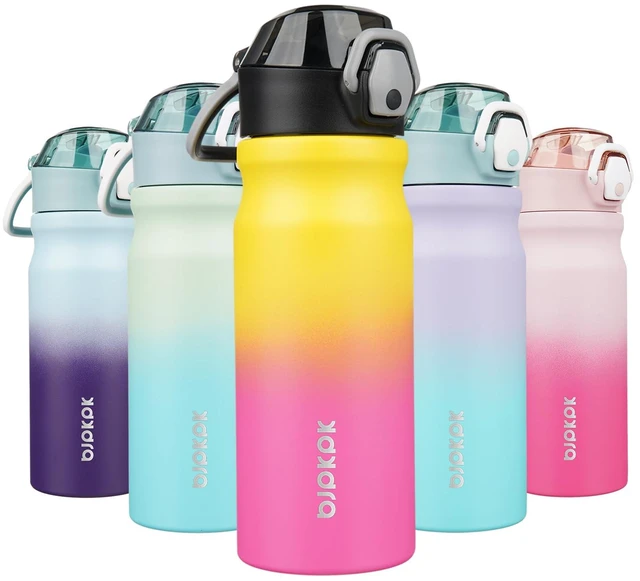 Main image of 18 oz Water Bottle with Straw & Handle, Insulated Stainless Flask | Leak Proof Locking Lid, Thermal, Double Wall Vacuum, Keeps Hot/Cold, BPA Free, Dishwasher Safe, Travel & Sports, Rainbow