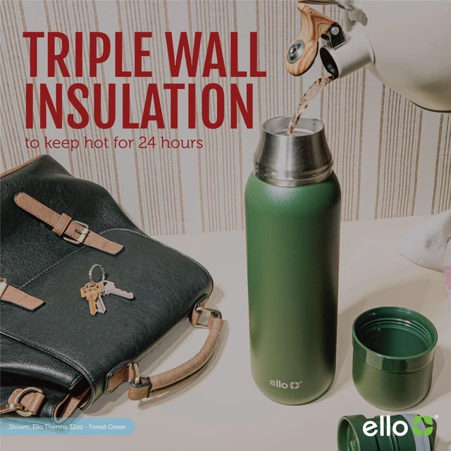 Alt view image 6 of 7 - Therma 32oz Insulated Stainless Steel Thermos with Cup Lid, Cream | Leakproof Thermos With Built-In Cup Lid. BPA-Free, Keeps Drinks Hot For 24 Hours, Great For Coffee, Tea, And Camping.