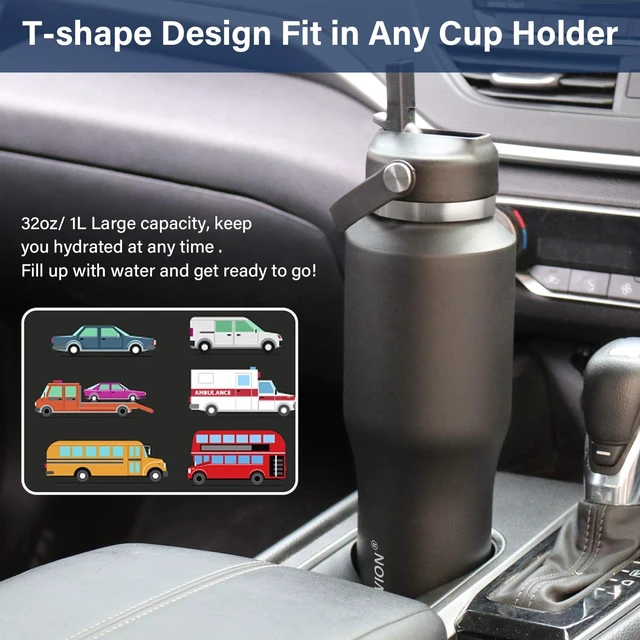 Alt view image 5 of 7 - 40 oz Insulated Water Bottle Stainless Steel Triple-Wall with Straw Lid Set | Outdoor Vacuum Thermos for 48 Hrs Cold , 24 Hrs Hot, Flask with Spout Lid and Flex Cap Fit Cup Holder for Car Travel