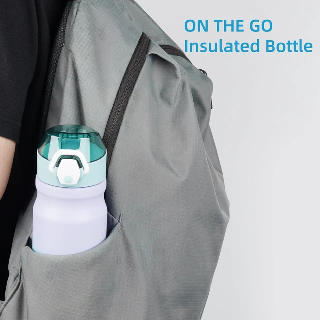 Alt view image 6 of 7 - 18 oz Insulated Stainless Steel Sports Water Bottle with Straw Lid | BPA-free, leak-proof reusable sports bottle with carry loop for gym, office, hiking, camping, travel & hydration