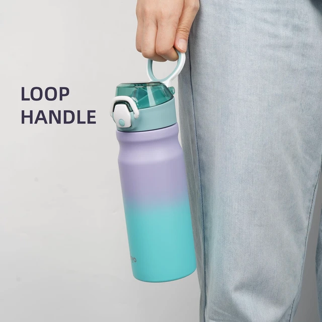 Alt view image 5 of 7 - 18 oz Insulated Stainless Steel Sports Water Bottle with Straw Lid | BPA-free, leak-proof reusable sports bottle with carry loop for gym, office, hiking, camping, travel & hydration