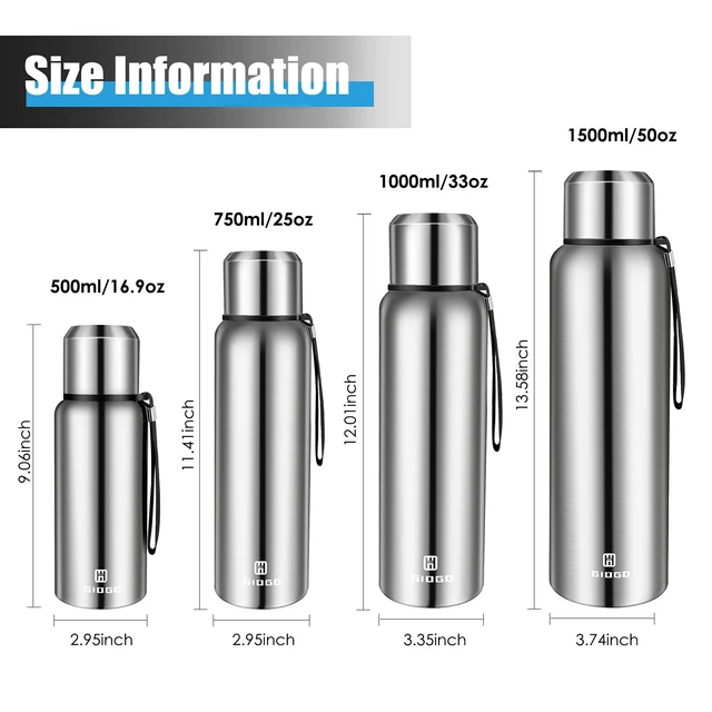 Alt view image 2 of 7 - Insulated vacuum Thermo Bottle 500ml/16.9oz with cup Stainless steel coffee bottles for hot and cold drink water flask.(Silver,500ml)
