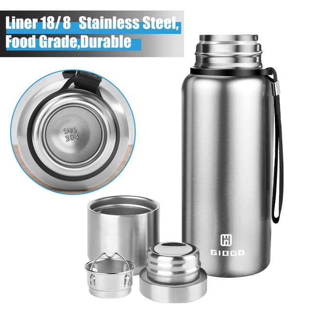 Alt view image 3 of 7 - Insulated vacuum Thermo Bottle 500ml/16.9oz with cup Stainless steel coffee bottles for hot and cold drink water flask.(Silver,500ml)
