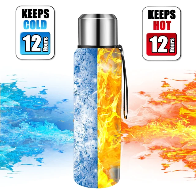 Alt view image 4 of 7 - Insulated vacuum Thermo Bottle 500ml/16.9oz with cup Stainless steel coffee bottles for hot and cold drink water flask.(Silver,500ml)