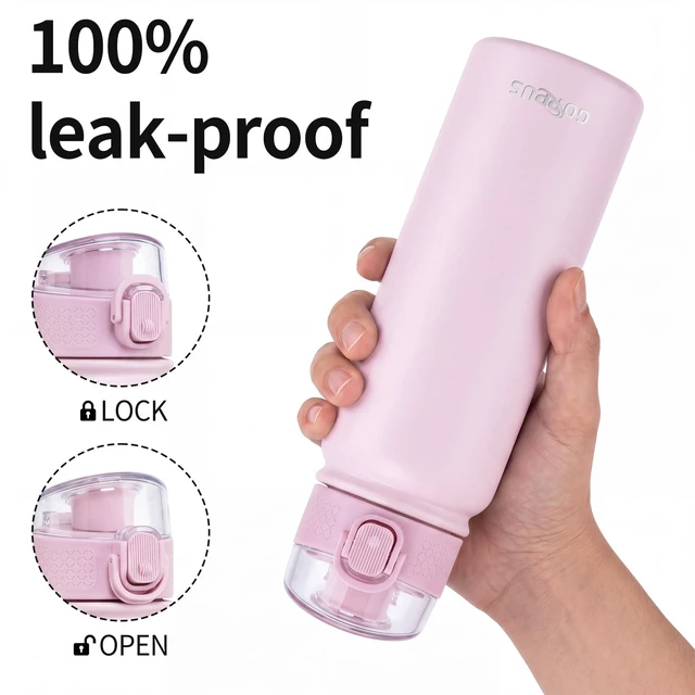Alt view image 3 of 7 - 20oz Insulated Water Bottle, BPA-Free Stainless Steel Bottle | Leakproof Silicone Chug Lid with Dust Cover Fits Most Car Cup Holders, Ideal for School, Travel & Daily Use