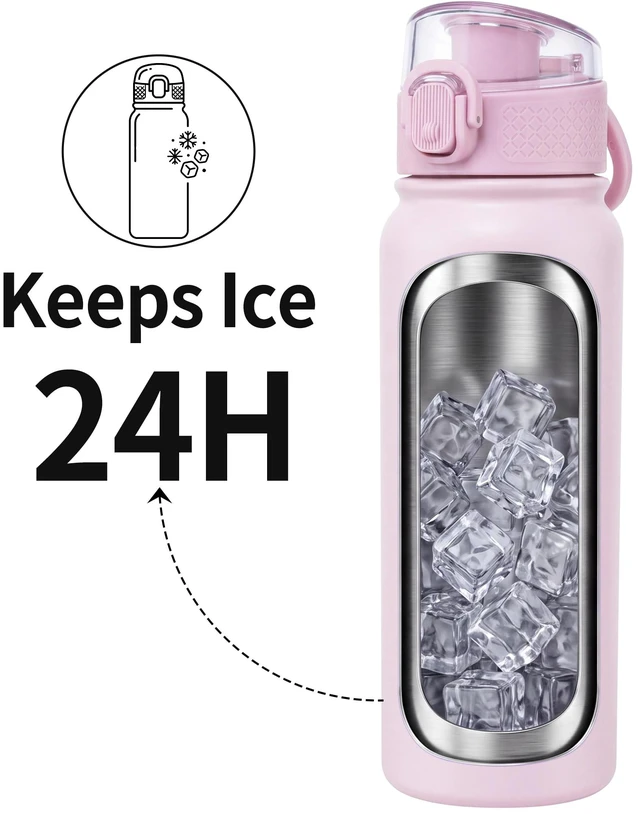 Alt view image 2 of 7 - 20oz Insulated Water Bottle, BPA-Free Stainless Steel Bottle | Leakproof Silicone Chug Lid with Dust Cover Fits Most Car Cup Holders, Ideal for School, Travel & Daily Use