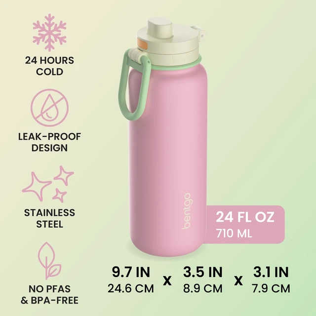Alt view image 3 of 7 - Flip 2-in-1 Straw & Chug Leak-Proof Insulated Water Bottle, 24 fl oz | Premium 18/8 Stainless Steel,Triple-Layer Vacuum Insulation, 24-Hour Cold, BPA & PFAS-Free (Sherbet)