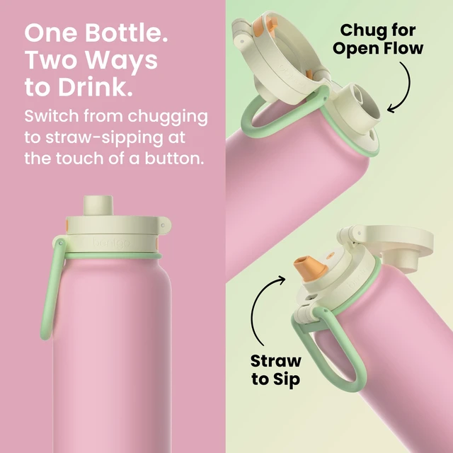 Alt view image 2 of 7 - Flip 2-in-1 Straw & Chug Leak-Proof Insulated Water Bottle, 24 fl oz | Premium 18/8 Stainless Steel,Triple-Layer Vacuum Insulation, 24-Hour Cold, BPA & PFAS-Free (Sherbet)