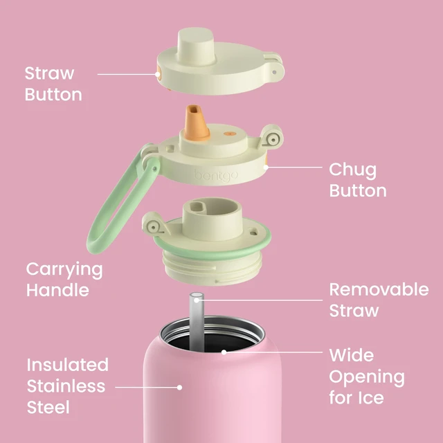 Alt view image 6 of 7 - Flip 2-in-1 Straw & Chug Leak-Proof Insulated Water Bottle, 24 fl oz | Premium 18/8 Stainless Steel,Triple-Layer Vacuum Insulation, 24-Hour Cold, BPA & PFAS-Free (Sherbet)